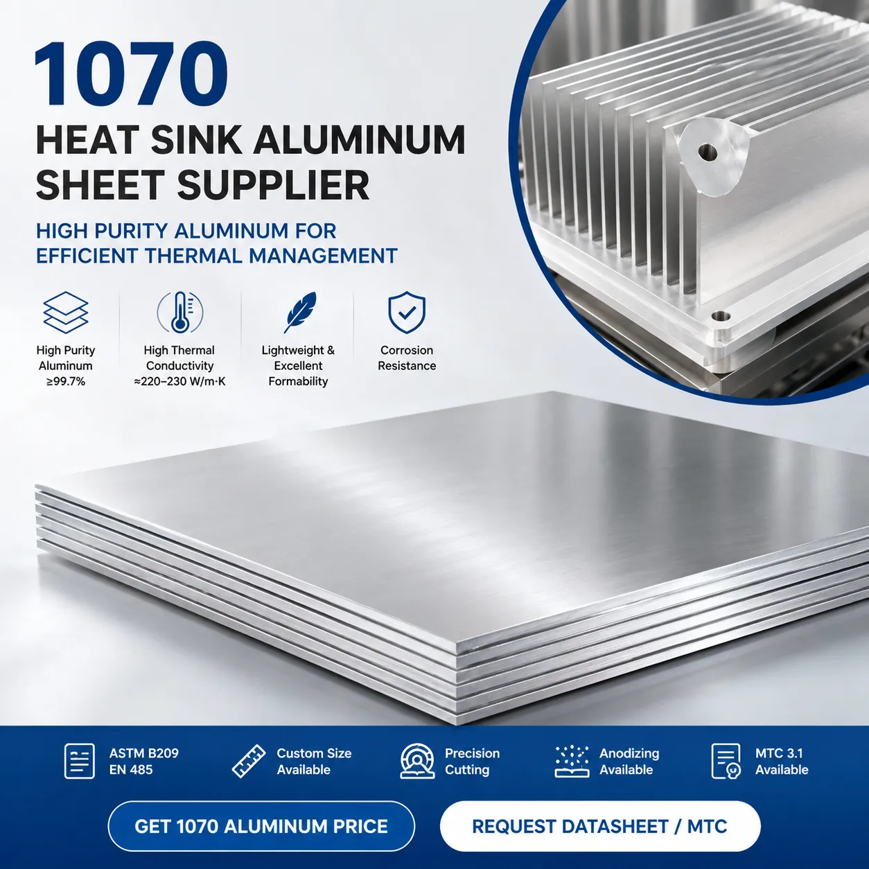 1070 Leverancier van aluminium koelplaatplaten|Hoge thermische geleidbaarheid aluminium plaatprijs